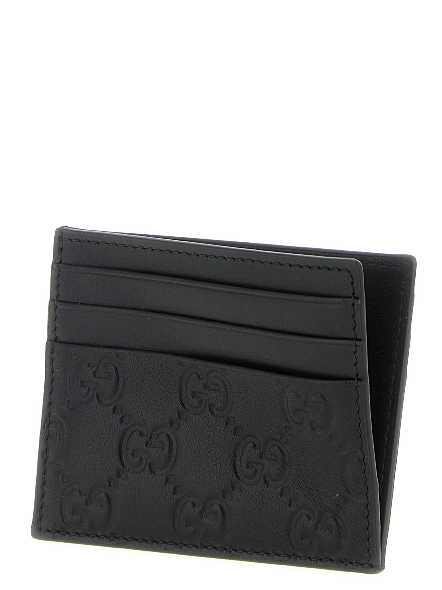 Cardholder Card Case by Gucci for men in calfskin leather black & patterned features an meticulous design, elegantly showcasing the refined Gg Calfskin Leather Cardholder Card Case aesthetic while integrating sophisticated card-organization.