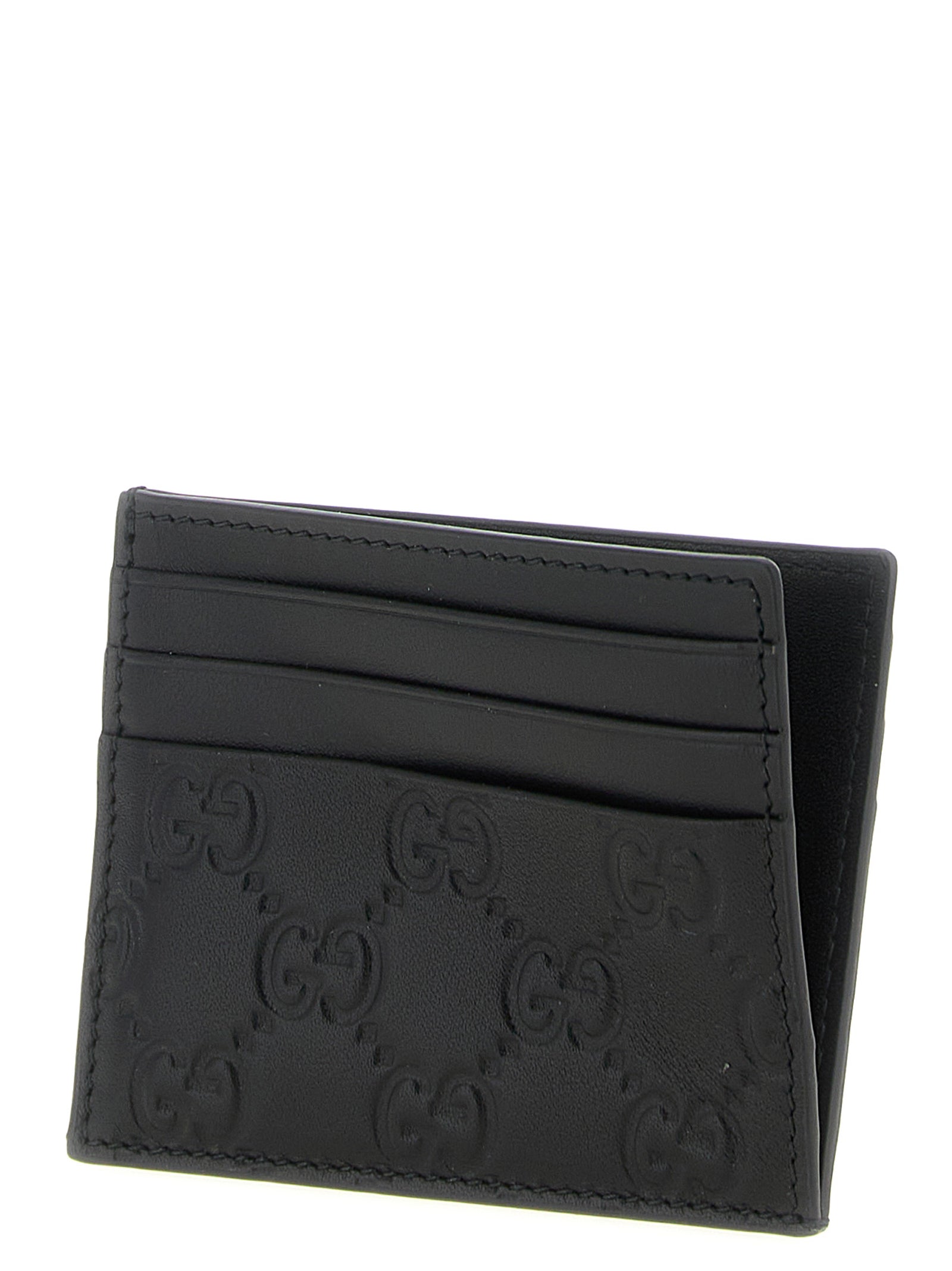 Cardholder Card Case by Gucci for men in calfskin leather black & patterned features an meticulous design, elegantly showcasing the refined Gg Calfskin Leather Cardholder Card Case aesthetic while integrating sophisticated card-organization.