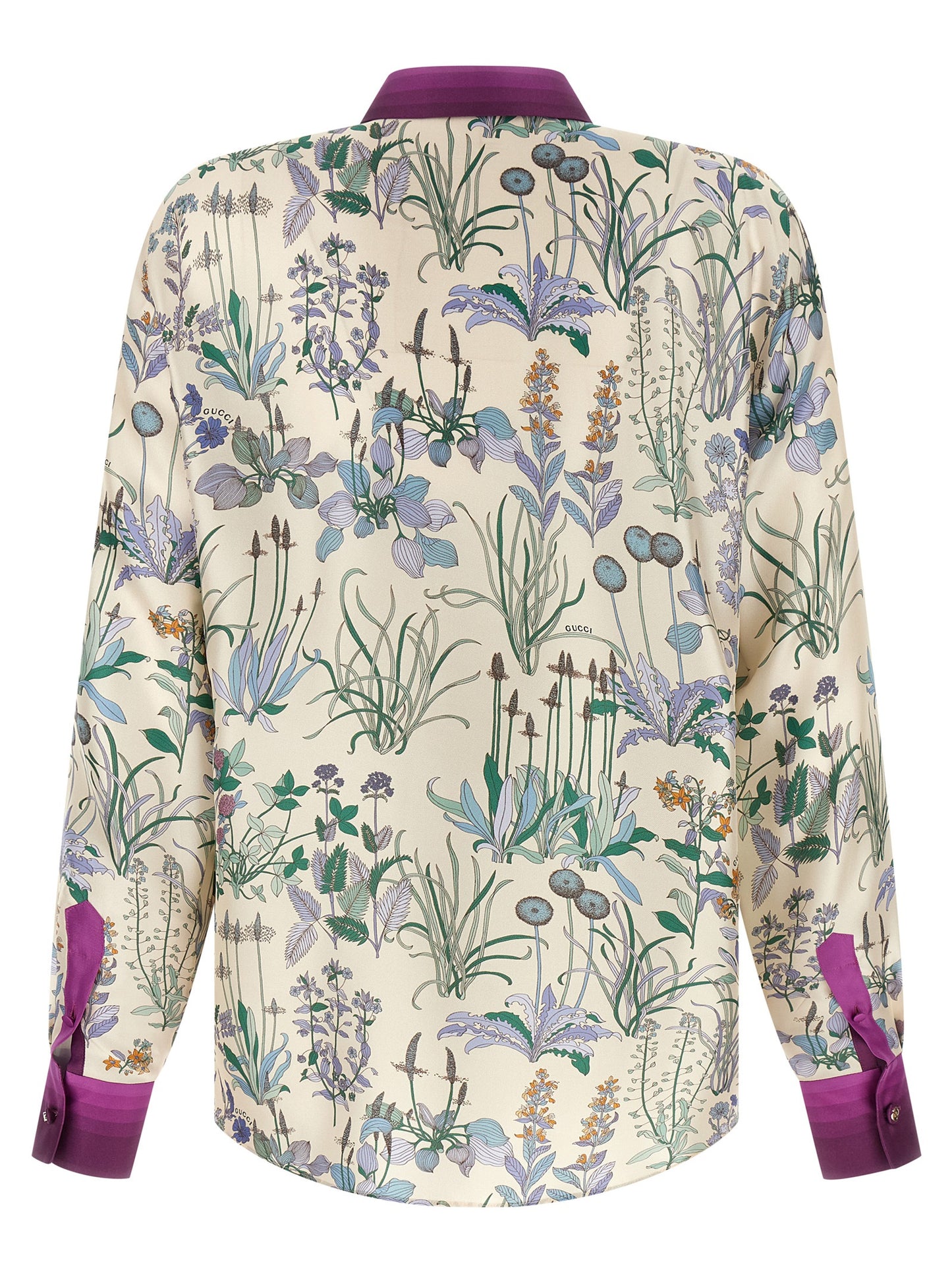Blouse by Gucci for women in silk twill multicolor, floral & print showcases a sublime silhouette, artfully detailed with a sublime and for a sophisticated, sublime finish.