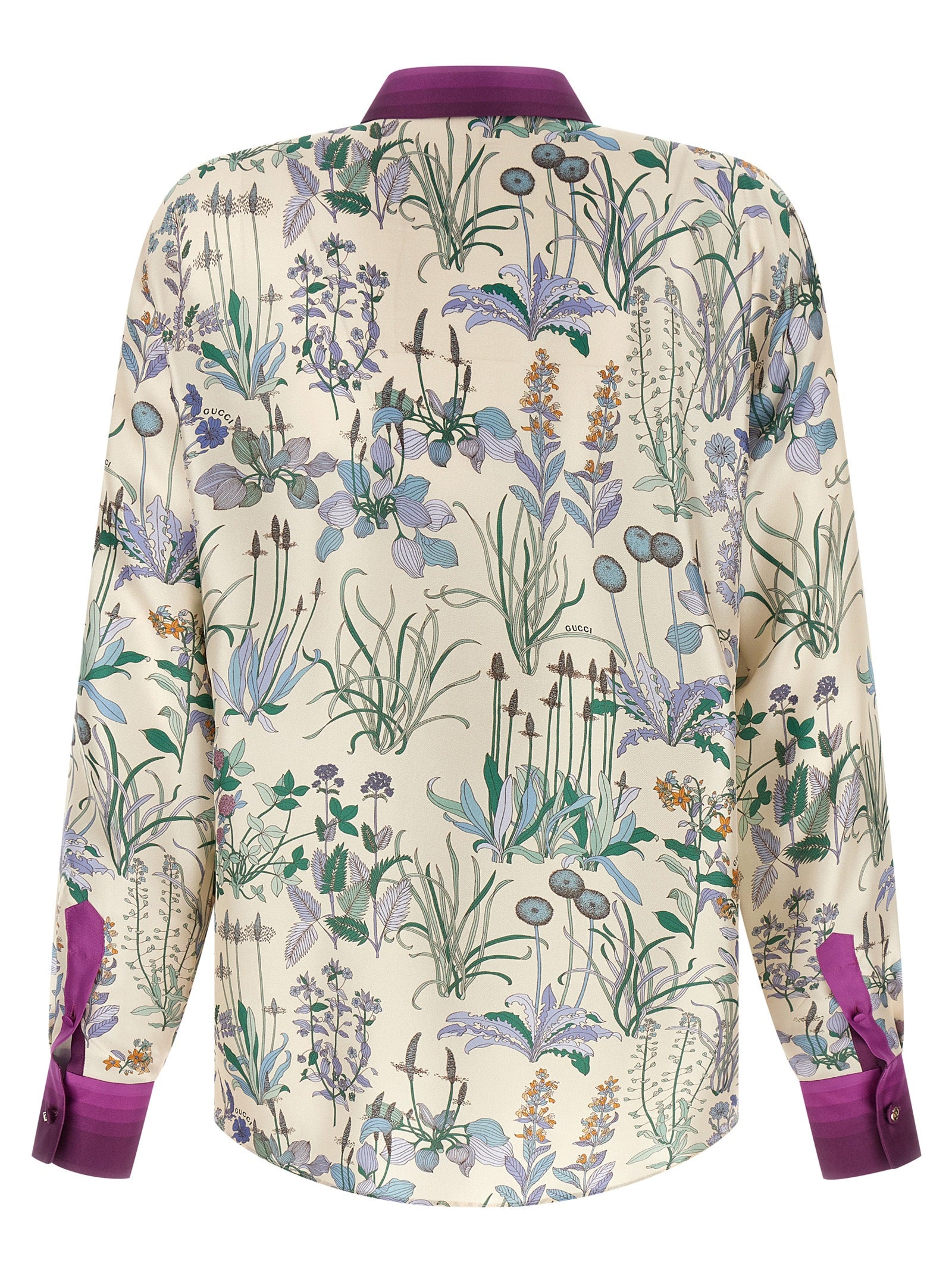 Blouse by Gucci for women in silk twill multicolor, floral & print showcases a sublime silhouette, artfully detailed with a sublime and for a sophisticated, sublime finish.