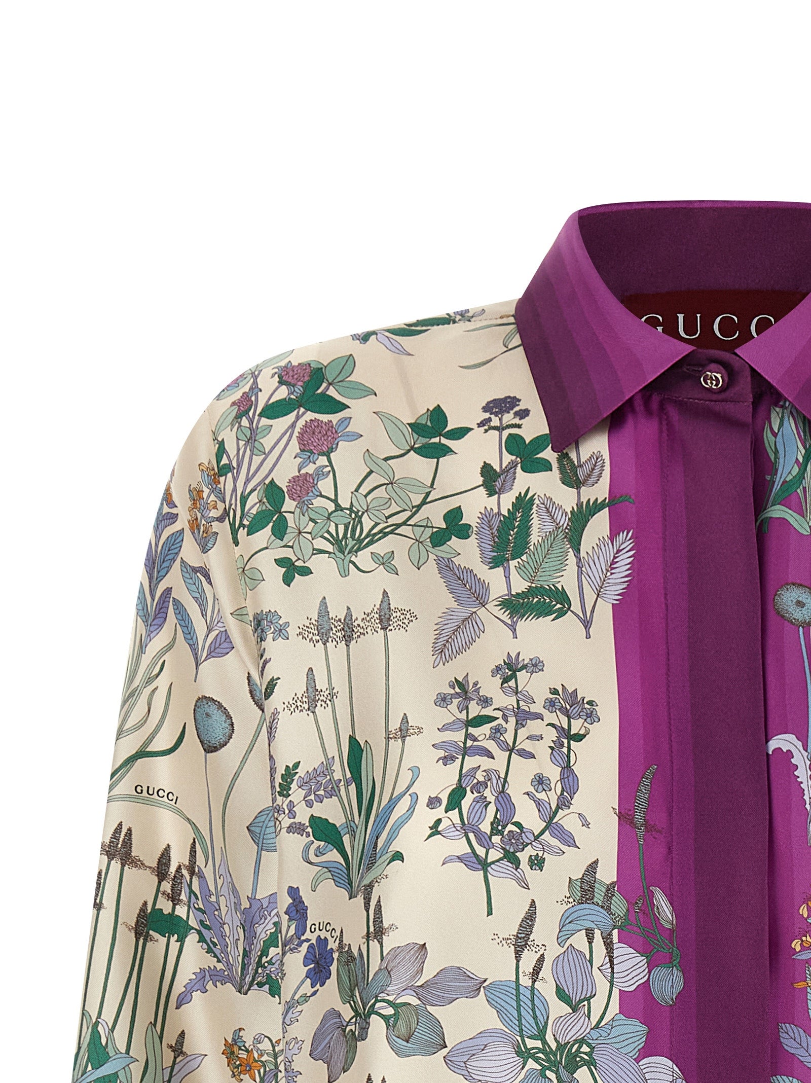 Blouse by Gucci for women in silk twill multicolor, floral & print presents a discerning silhouette, showcasing a sophisticated and for a truly discerning finish.