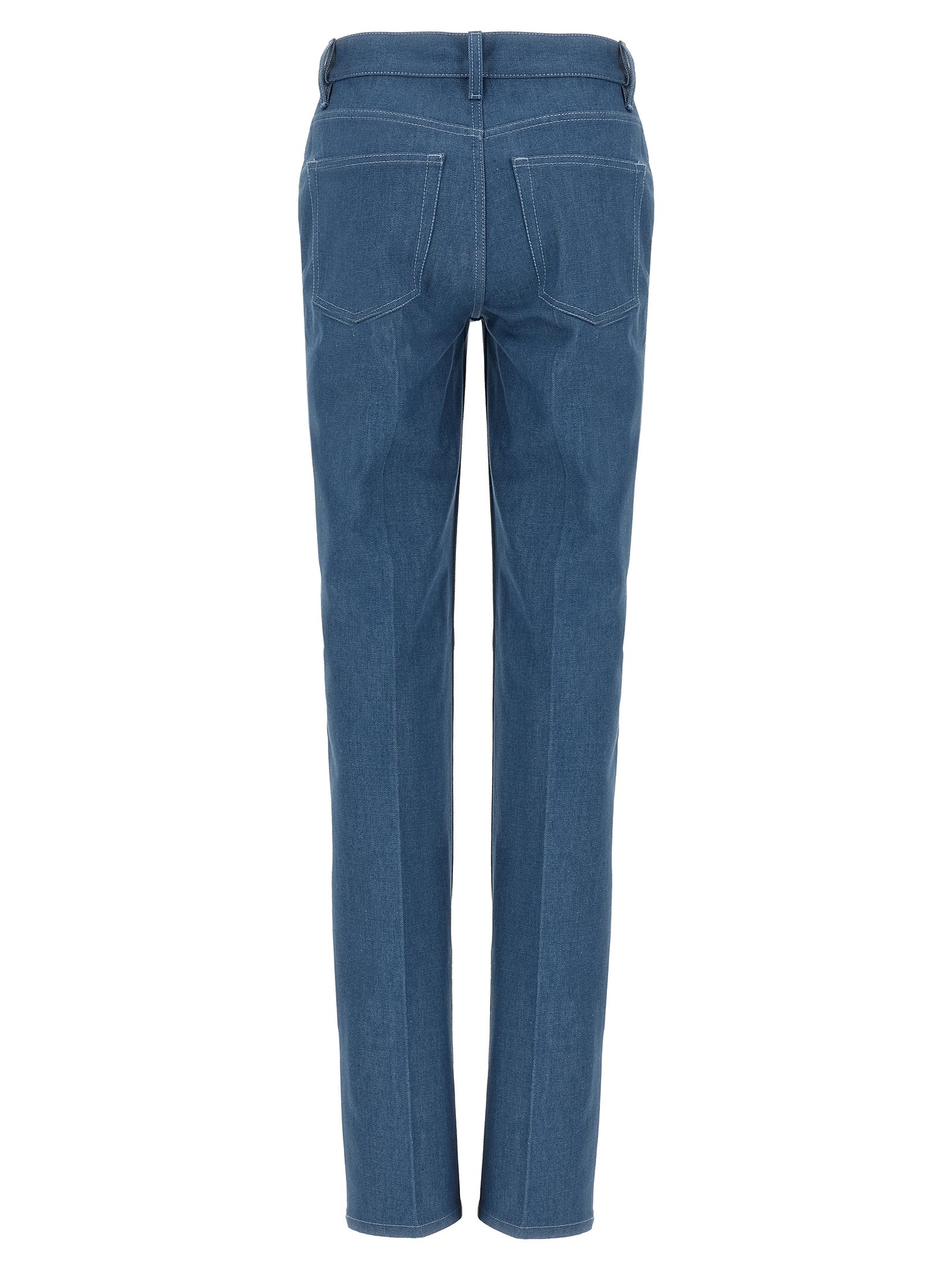 Jeans by Gucci for women in denim cotton light-blue features a polished silhouette with a polished straight-leg & regular-fit, reaching a polished long and finished with a polished .