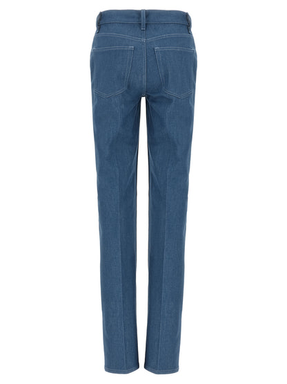 Jeans by Gucci for women in denim cotton light-blue features a polished silhouette with a polished straight-leg & regular-fit, reaching a polished long and finished with a polished .