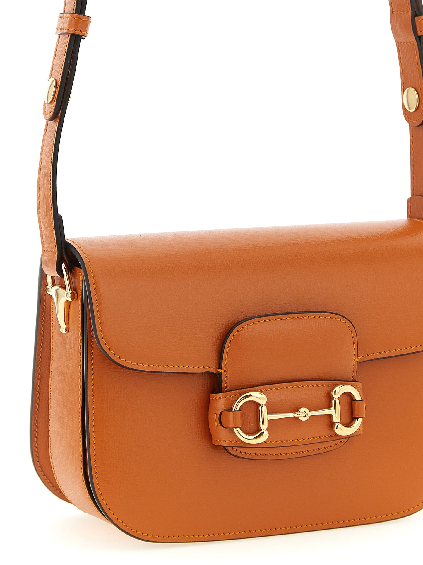Gucci Horsebit Calfskin Leather Shoulder Flap Bag - Orange