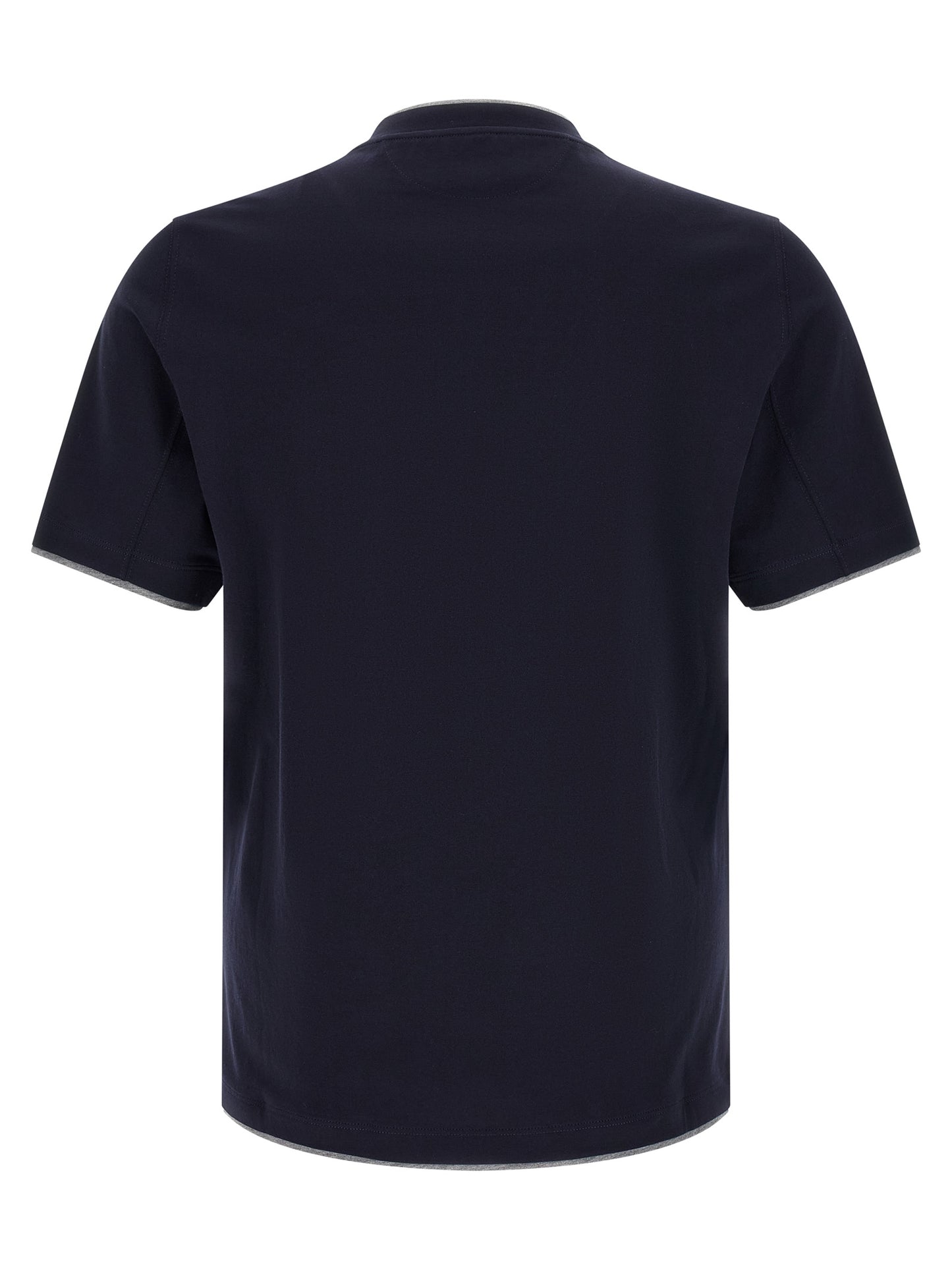 T-Shirt by Brunello Cucinelli for men in cotton blue features an on trend silhouette, perfectly showcasing a on trend and crew neckline for an elevated aesthetic.