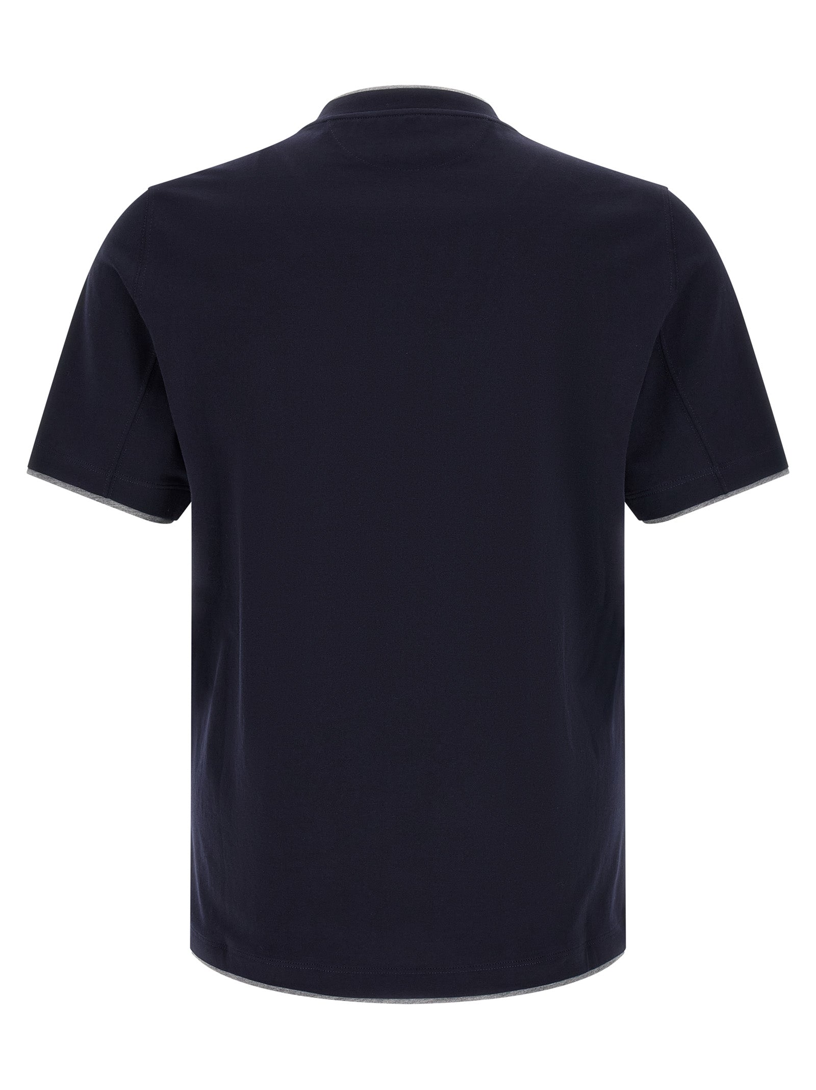 T-Shirt by Brunello Cucinelli for men in cotton blue features an on trend silhouette, perfectly showcasing a on trend and crew neckline for an elevated aesthetic.