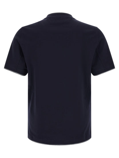 T-Shirt by Brunello Cucinelli for men in cotton blue features an on trend silhouette, perfectly showcasing a on trend and crew neckline for an elevated aesthetic.