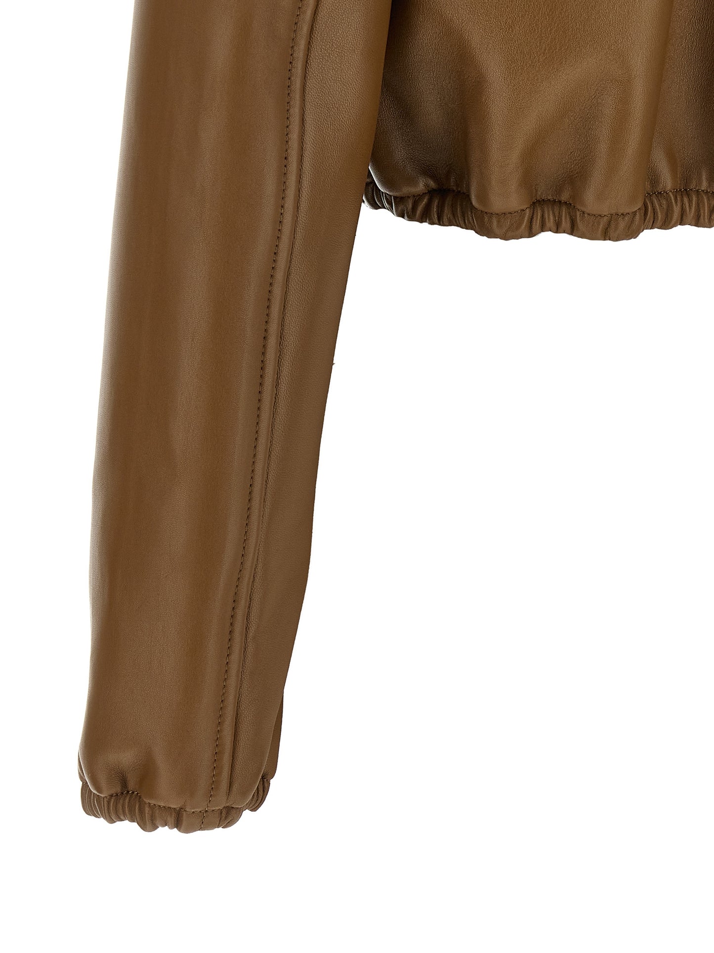 Jacket by Gucci for women in lamb leather beige features a smart silhouette, perfectly accentuated by its unique and functional pockets for a smart finish.