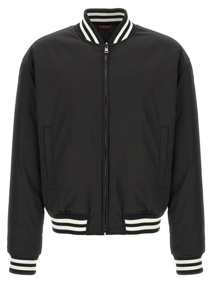 Gucci Gg Men's Reversible Polyester Twill & Nylon Bomber Jacket - Bicolour Black White Patterned