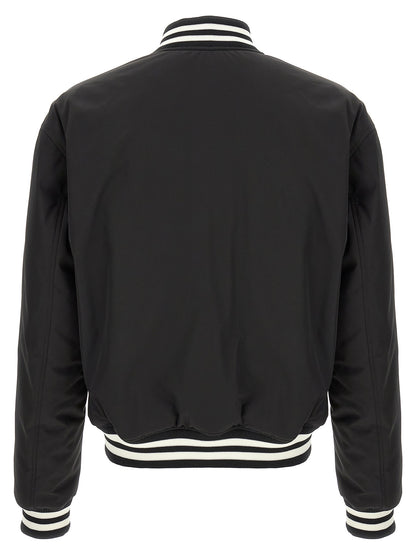 Gucci Gg Men's Reversible Polyester Twill & Nylon Bomber Jacket - Bicolour Black White Patterned