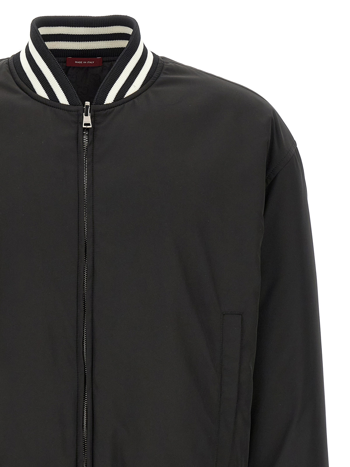 Gucci Gg Men's Reversible Polyester Twill & Nylon Bomber Jacket - Bicolour Black White Patterned