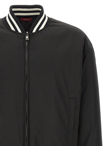 Gucci Gg Men's Reversible Polyester Twill & Nylon Bomber Jacket - Bicolour Black White Patterned