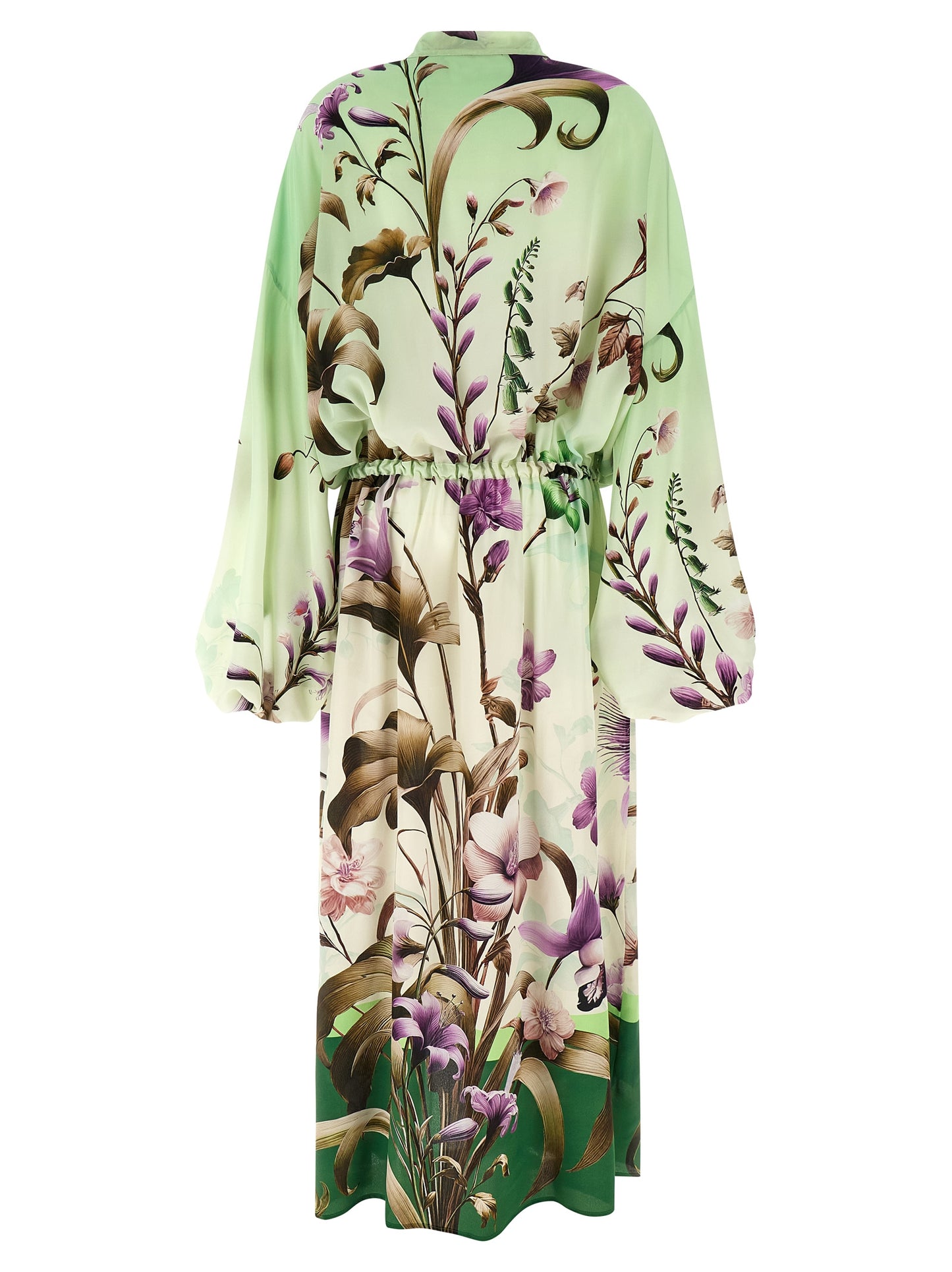 Dress by F.R.S. - FOR RESTLESS SLEEPERS for women in silk bicolour, green & print showcases a striking silhouette, elegantly detailed with a , refined v-neck neckline, and a striking maxi long for a striking finish.