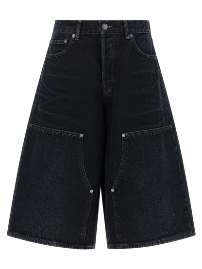 Haikure Women's Relaxed Fit Wide Denim Cotton Shorts - Blue Indigo
