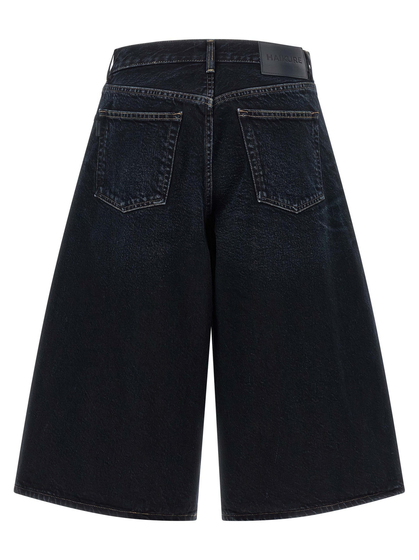Haikure Women's Relaxed Fit Wide Denim Cotton Shorts - Blue Indigo