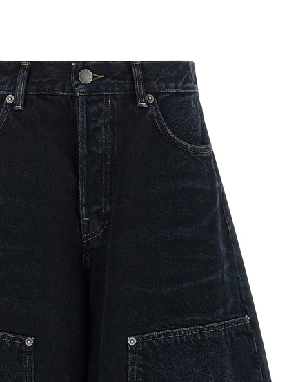 Haikure Women's Relaxed Fit Wide Denim Cotton Shorts - Blue Indigo
