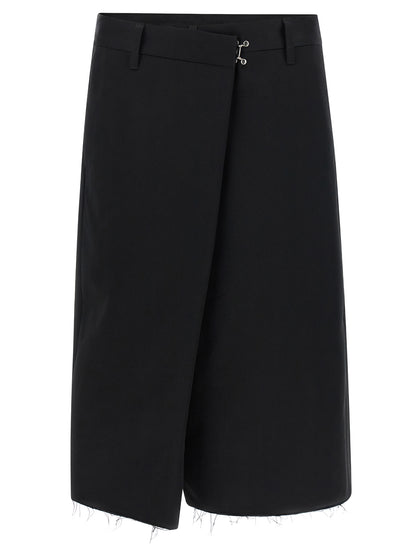 Maison Margiela Four Stitches Women's Flared Wide Cotton Bermuda Shorts - Black Signature