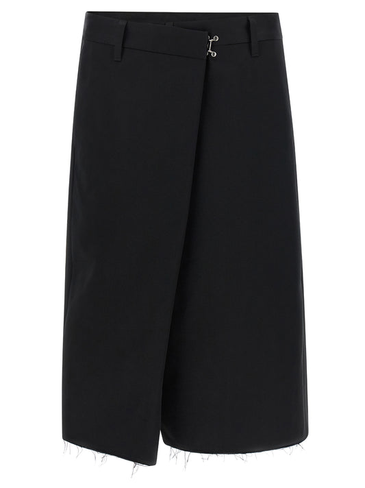 Maison Margiela Four Stitches Women's Flared Wide Cotton Bermuda Shorts - Black Signature