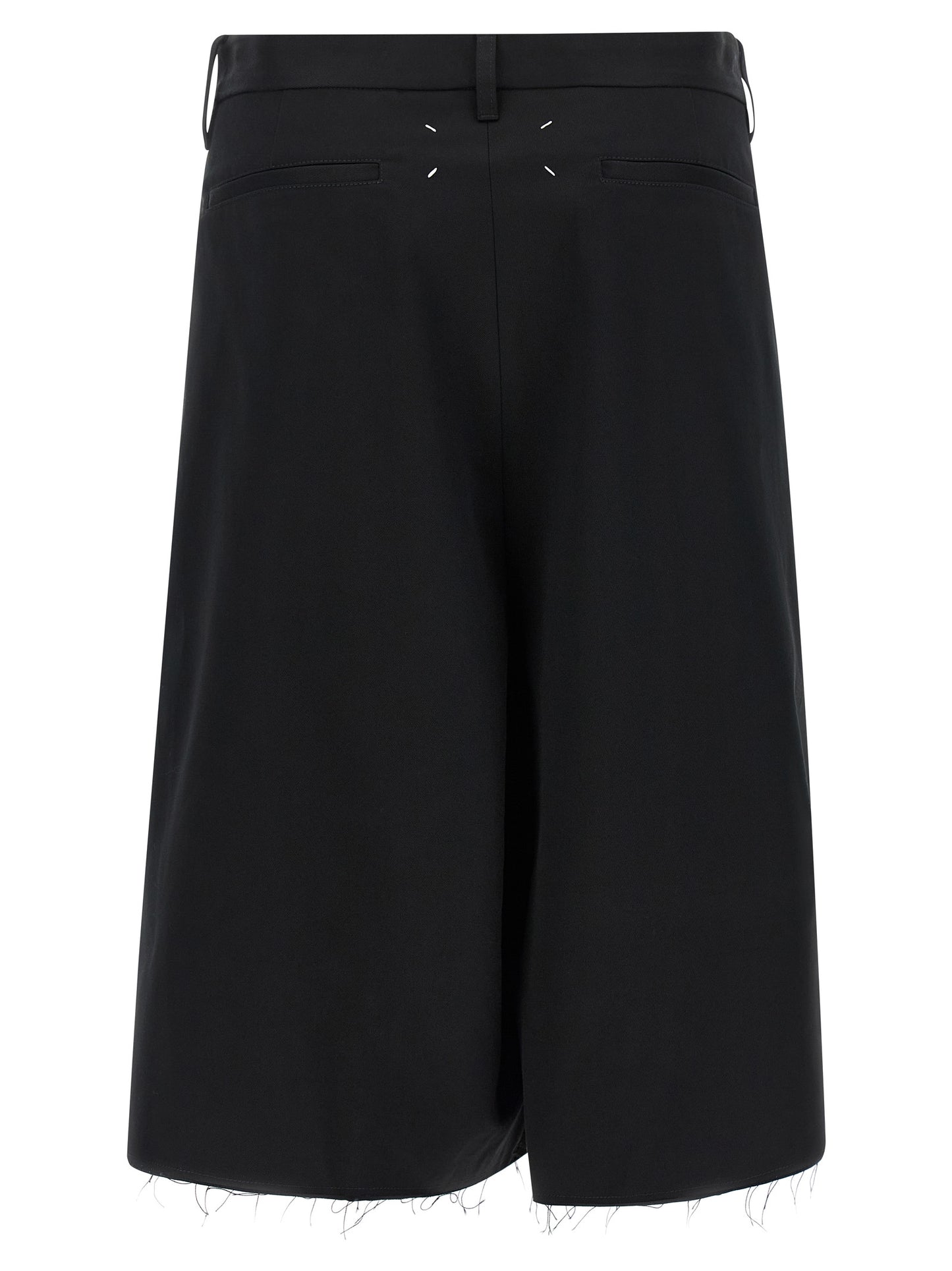 Maison Margiela Four Stitches Women's Flared Wide Cotton Bermuda Shorts - Black Signature
