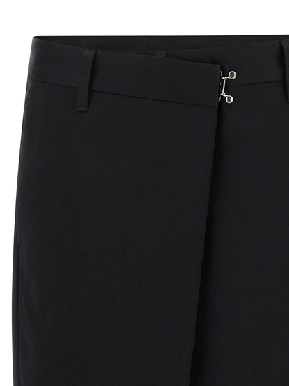 Maison Margiela Four Stitches Women's Flared Wide Cotton Bermuda Shorts - Black Signature