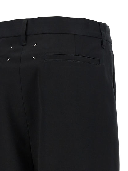 Maison Margiela Four Stitches Women's Flared Wide Cotton Bermuda Shorts - Black Signature