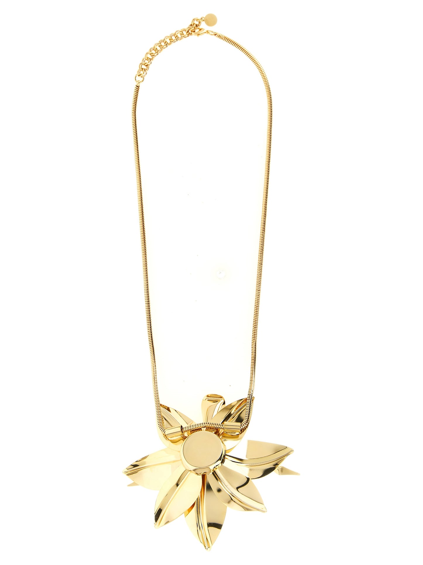 Necklace by Paco Rabanne for women in stretch polyamide gold presents a artisanal silhouette, artfully highlighting the pendant statement necklace design and artisanal Essence Women's Gold Brass Necklace aesthetic for a sophisticated finish.
