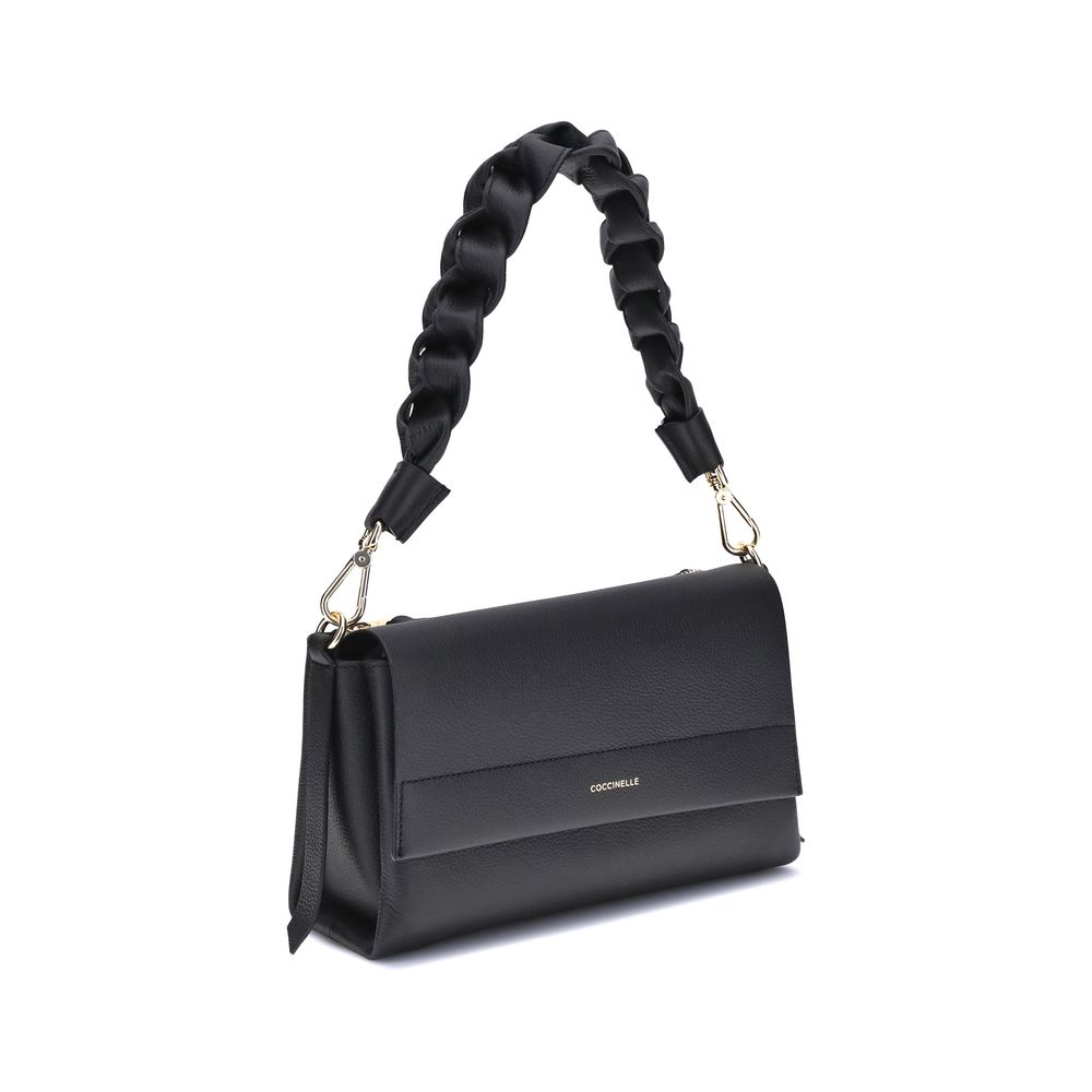 2-in-1 Shoulder & Crossbody Flap Bag by Coccinelle for women in bos taurus calf leather black features a distinguished silhouette, showcasing a secure flap, zipper & magnetic and distinguished external-pockets with versatile crossbody-strap, shoulder-strap, adjustable-strap & handle for a distinguished finish.