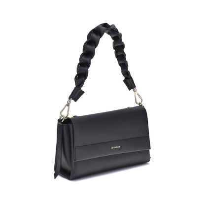 2-in-1 Shoulder & Crossbody Flap Bag by Coccinelle for women in bos taurus calf leather black features a distinguished silhouette, showcasing a secure flap, zipper & magnetic and distinguished external-pockets with versatile crossbody-strap, shoulder-strap, adjustable-strap & handle for a distinguished finish.