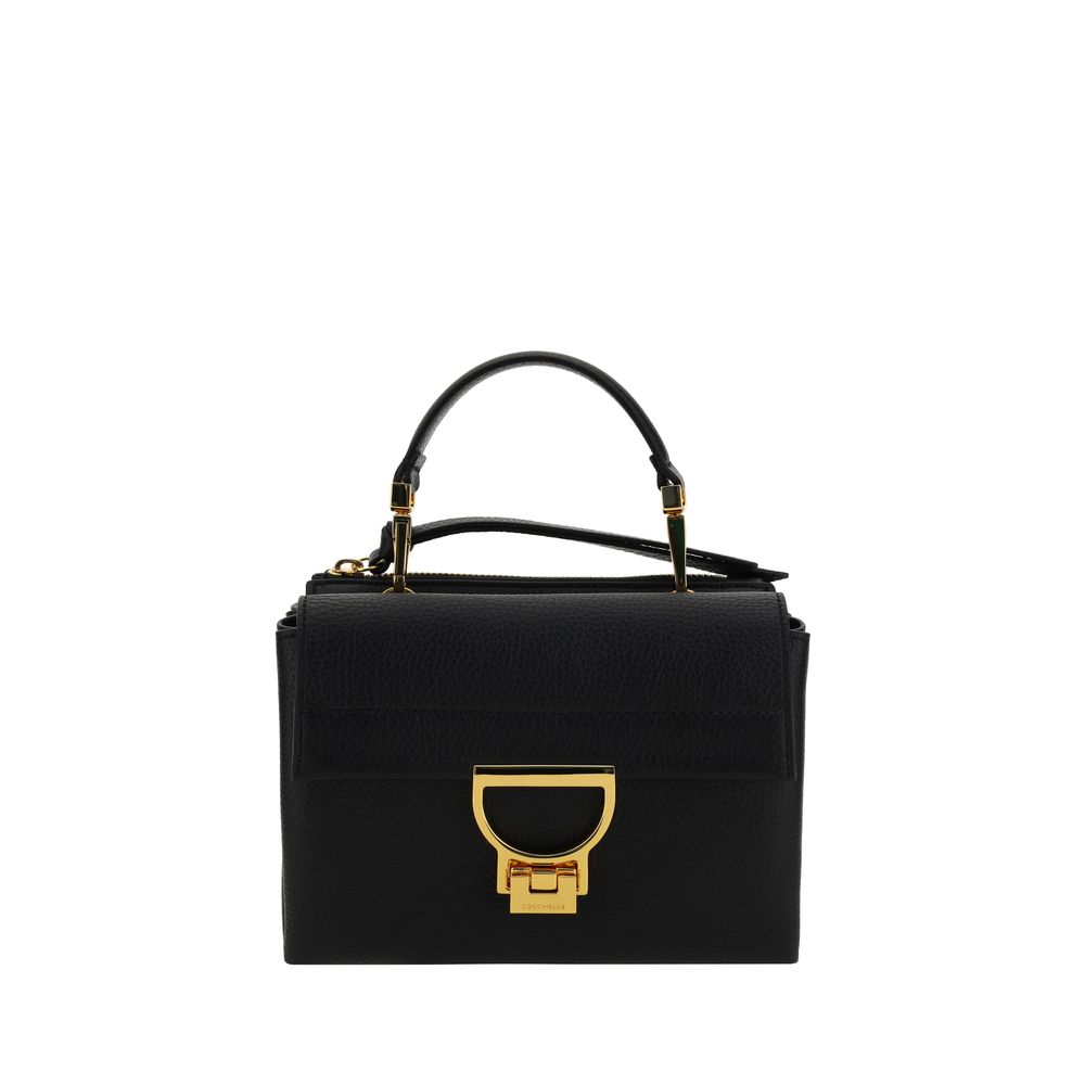 Flap Shoulder Bag by Coccinelle for women in bos taurus calfskin leather black, gold, signature & monogram features an effortlessly chic silhouette with a secure flap & zipper, ample , and versatile shoulder-strap, handle & adjustable-strap for effortlessly chic everyday luxury.