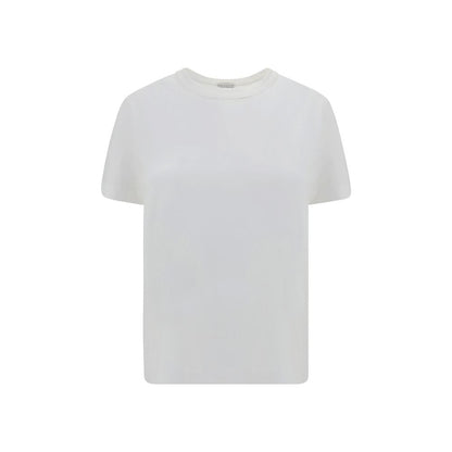 T-Shirt by Brunello Cucinelli for women in cotton white & patterned features an on trend silhouette, perfectly showcasing a on trend and crew neckline for an elevated aesthetic.
