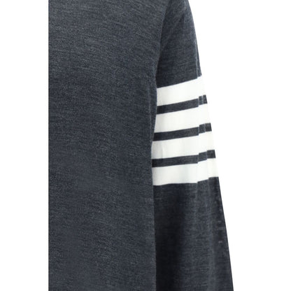 Sweatshirt by Thom Browne for men in virgin wool gray & striped features a unrivaled silhouette with a refined crew neckline and unrivaled detailing for a sophisticated look.