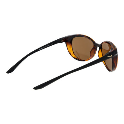 This Sunglasses by Nike for women in acetate brown presents a sumptuous silhouette, showcasing a sumptuous full-rim round frame design in brown coloured frame and high-performance non-polarized category-3-dark-tint lens.