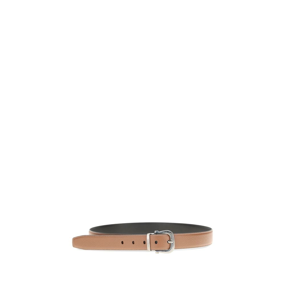 Belt by Ferragamo for men in bos taurus calfskin leather brown presents a artisanal silhouette from the Gancini Bos Taurus Calfskin Leather Belt collection, showcasing an artisanal design and refined craftsmanship for a artisanal look.