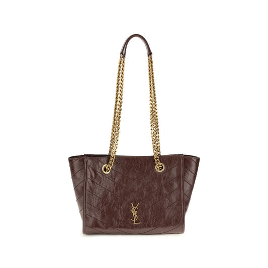 Small Shopper Tote Shoulder Bag by Saint Laurent for women in bos taurus calfskin leather brown, chevron & signature showcases a enviable silhouette, artfully detailed with a secure , organized , and versatile for a enviable look.