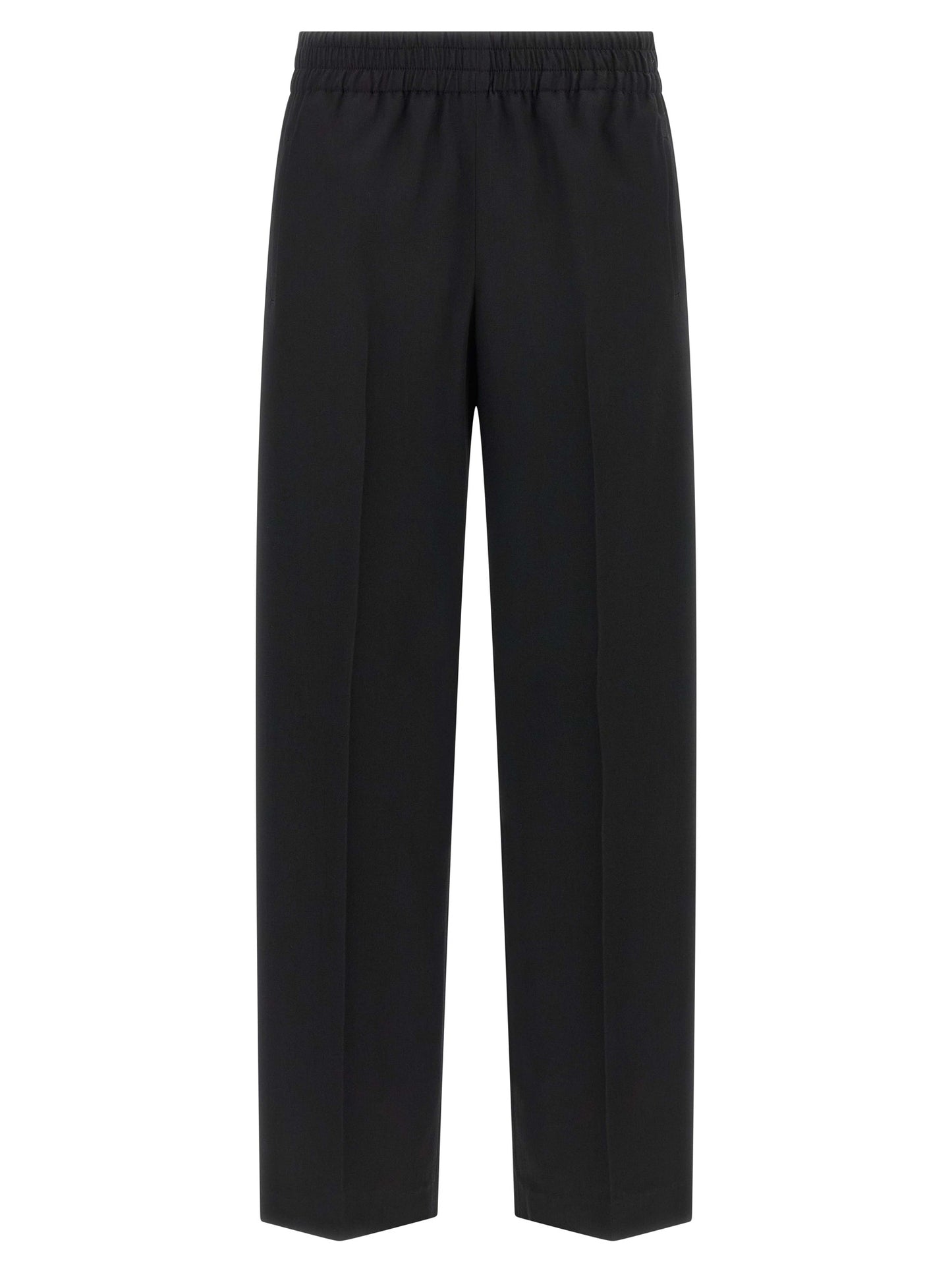 Trousers by Golden Goose for women in virgin wool black presents a smart silhouette, meticulously detailed with a smart straight-leg, a smart long, and a smart .