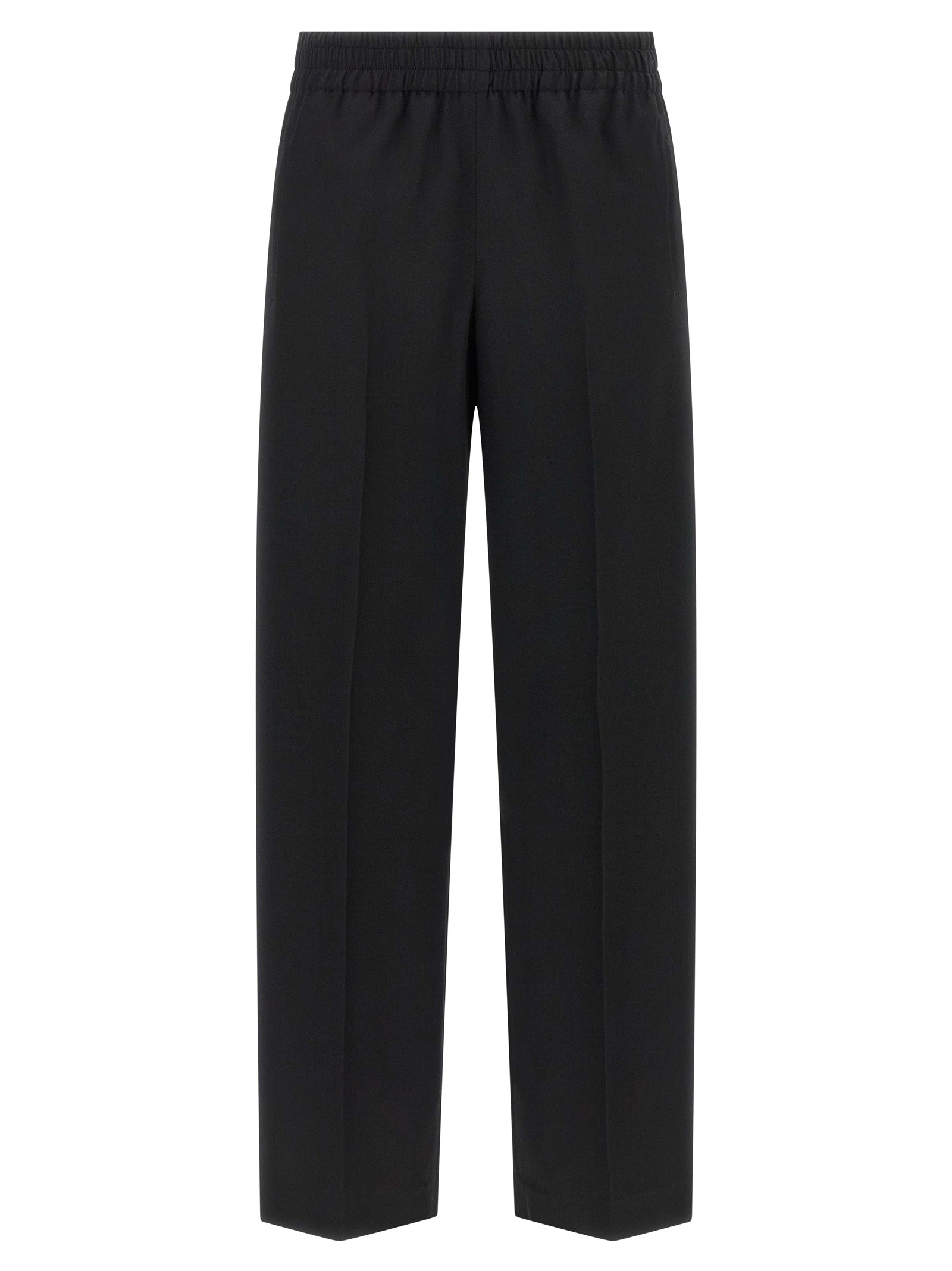 Trousers by Golden Goose for women in virgin wool black presents a smart silhouette, meticulously detailed with a smart straight-leg, a smart long, and a smart .
