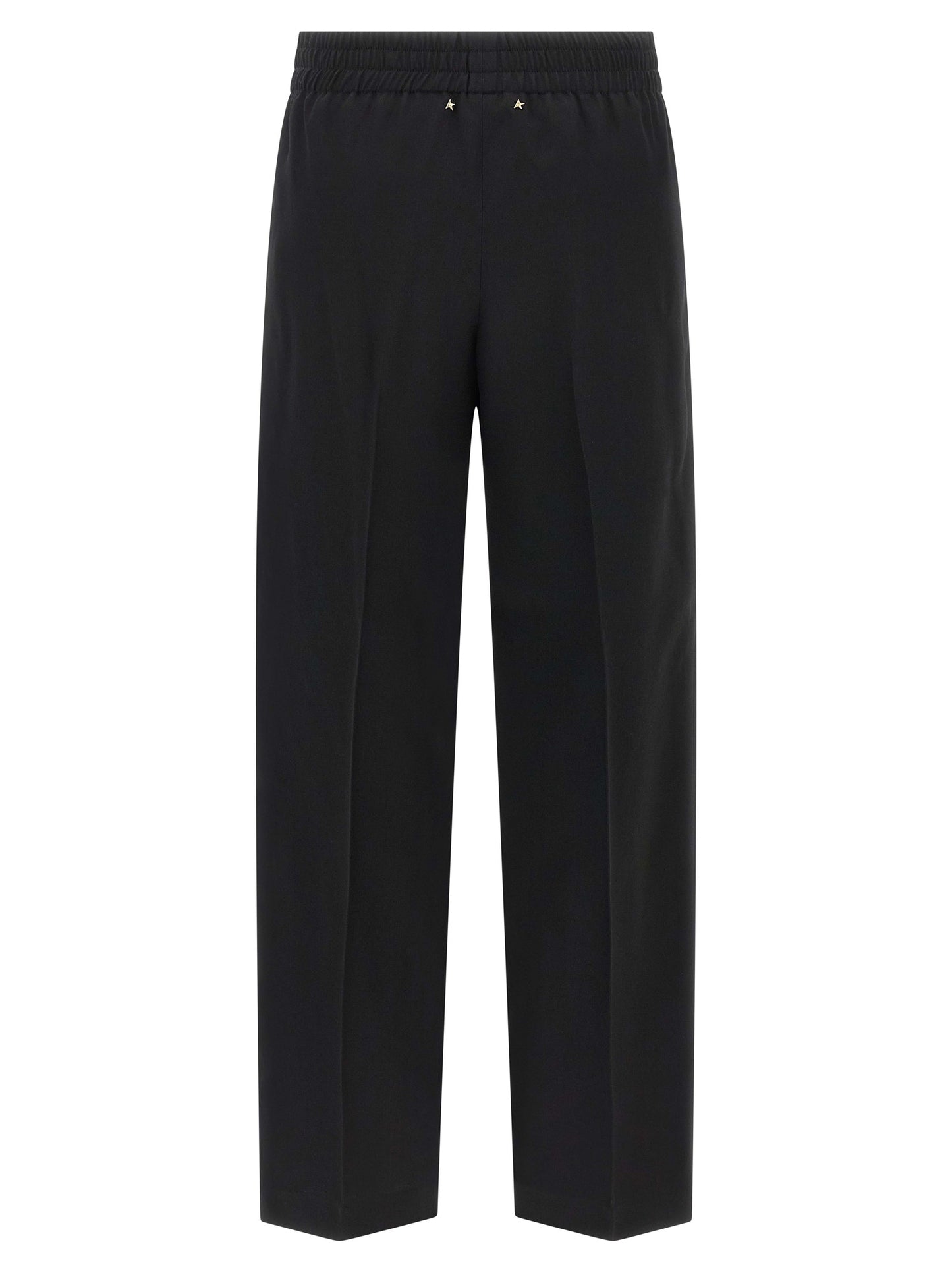 Trousers by Golden Goose for women in virgin wool black features a artisanal silhouette, showcasing a sophisticated straight-leg with a long and for a artisanal finish.