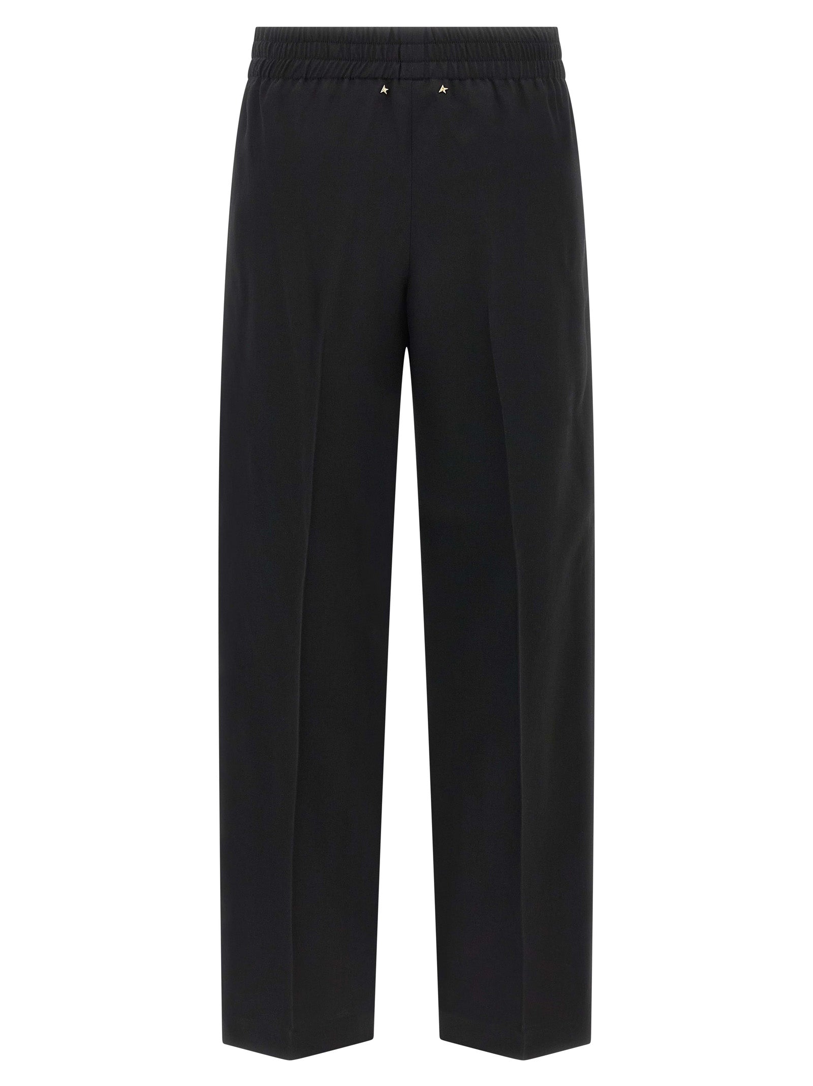 Trousers by Golden Goose for women in virgin wool black features a artisanal silhouette, showcasing a sophisticated straight-leg with a long and for a artisanal finish.