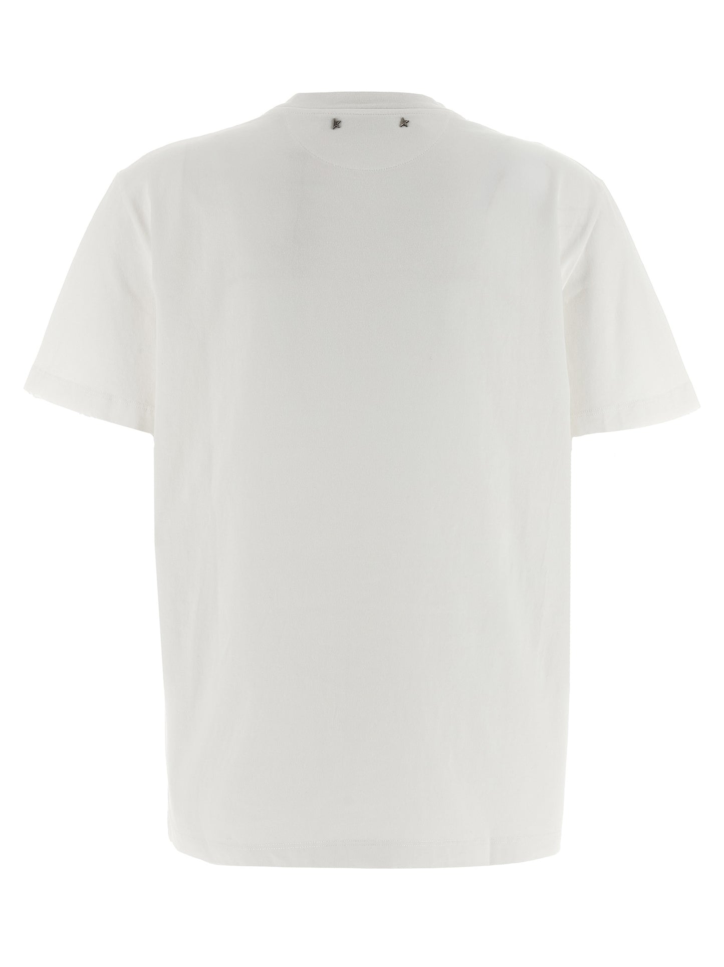 T-Shirt by Golden Goose for women in cotton & crystal white & signature features an edgy silhouette, meticulously detailed with a sophisticated and crew neckline for a truly edgy finish.