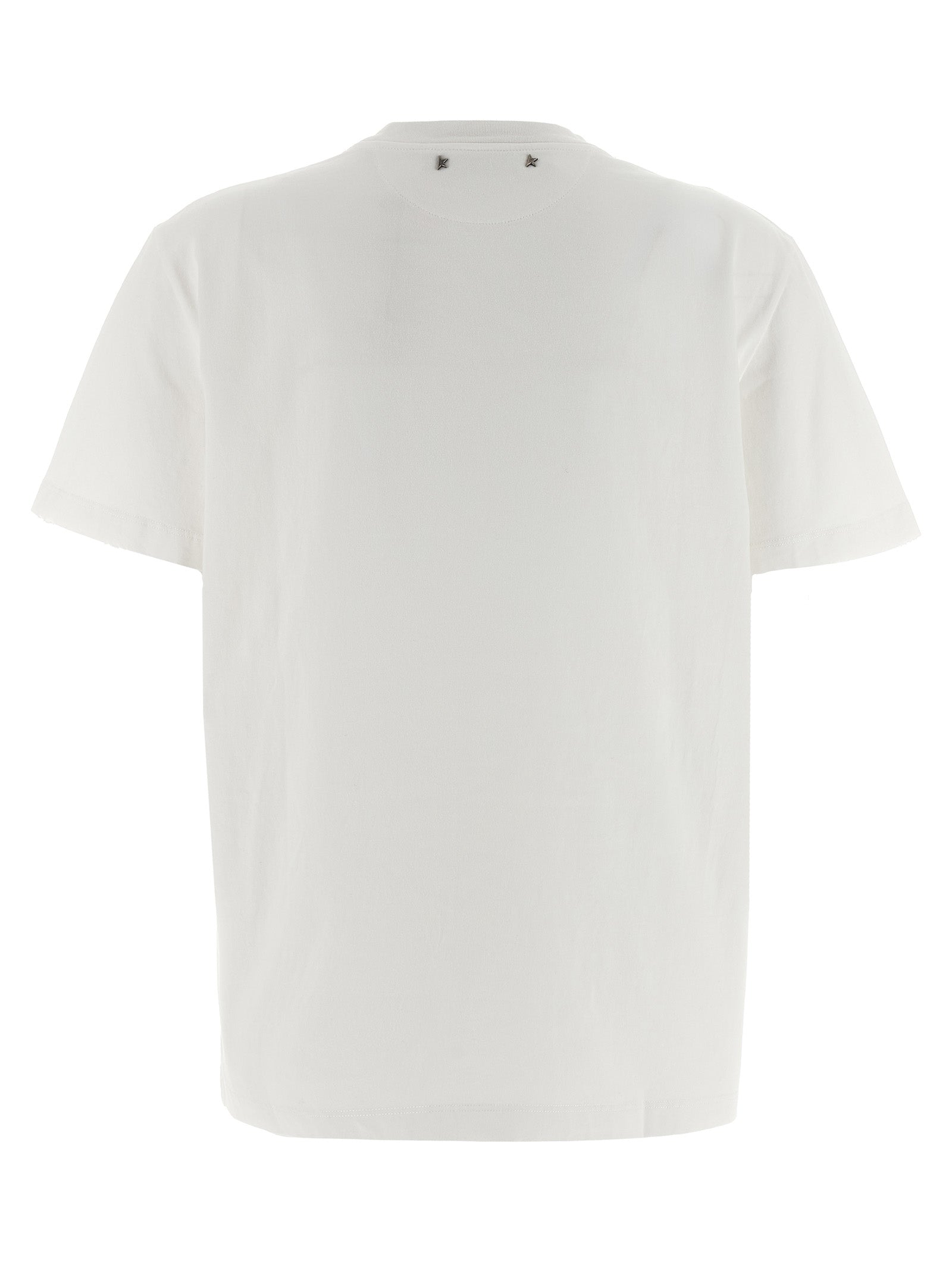 T-Shirt by Golden Goose for women in cotton & crystal white & signature features an edgy silhouette, meticulously detailed with a sophisticated and crew neckline for a truly edgy finish.