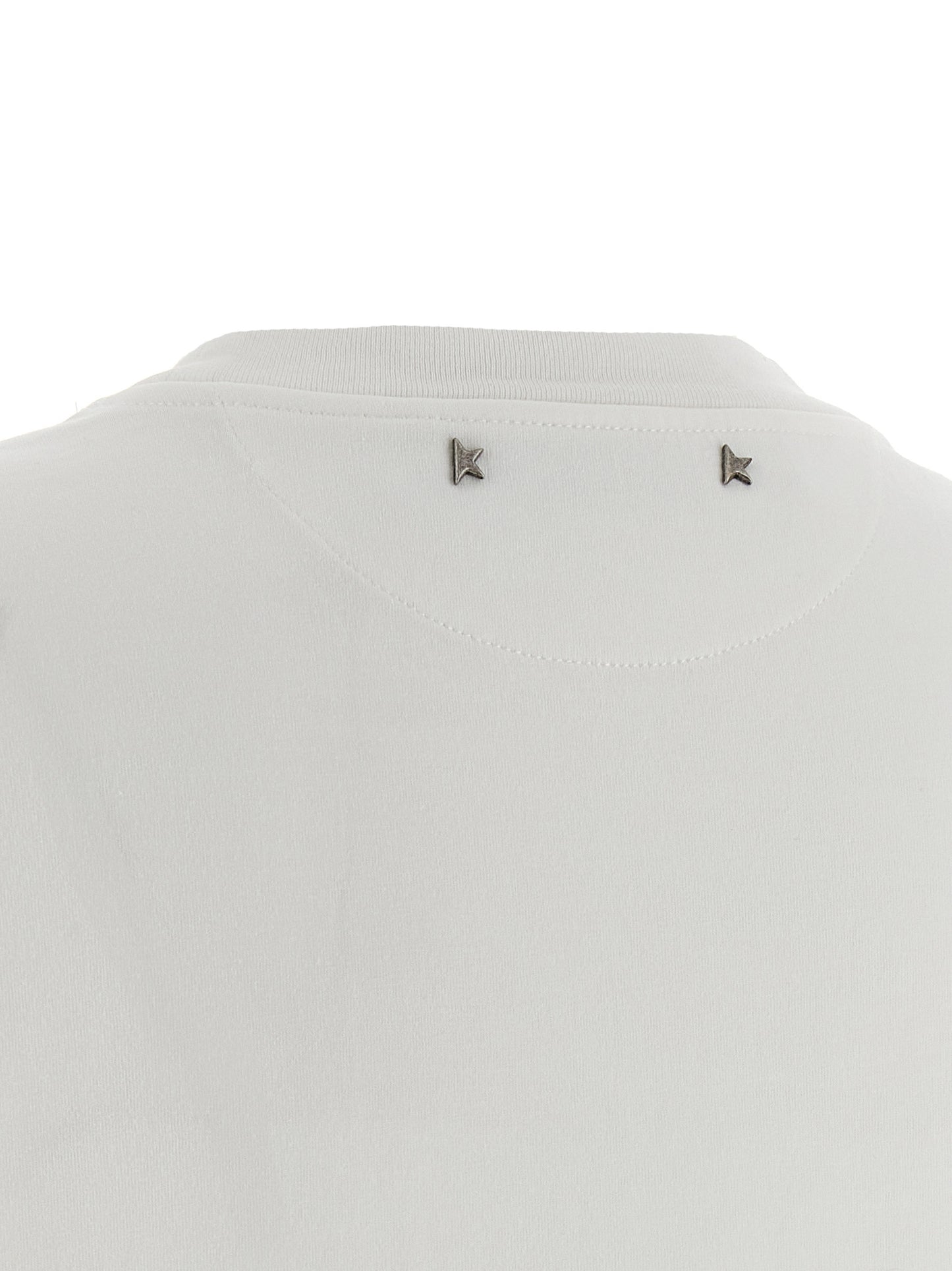 T-Shirt by Golden Goose for women in cotton & crystal white & signature features a plush silhouette, showcasing a sophisticated and for a truly plush finish.