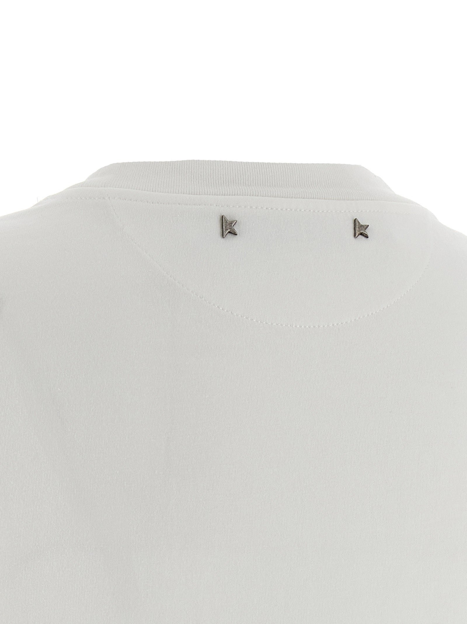 T-Shirt by Golden Goose for women in cotton & crystal white & signature features a plush silhouette, showcasing a sophisticated and for a truly plush finish.