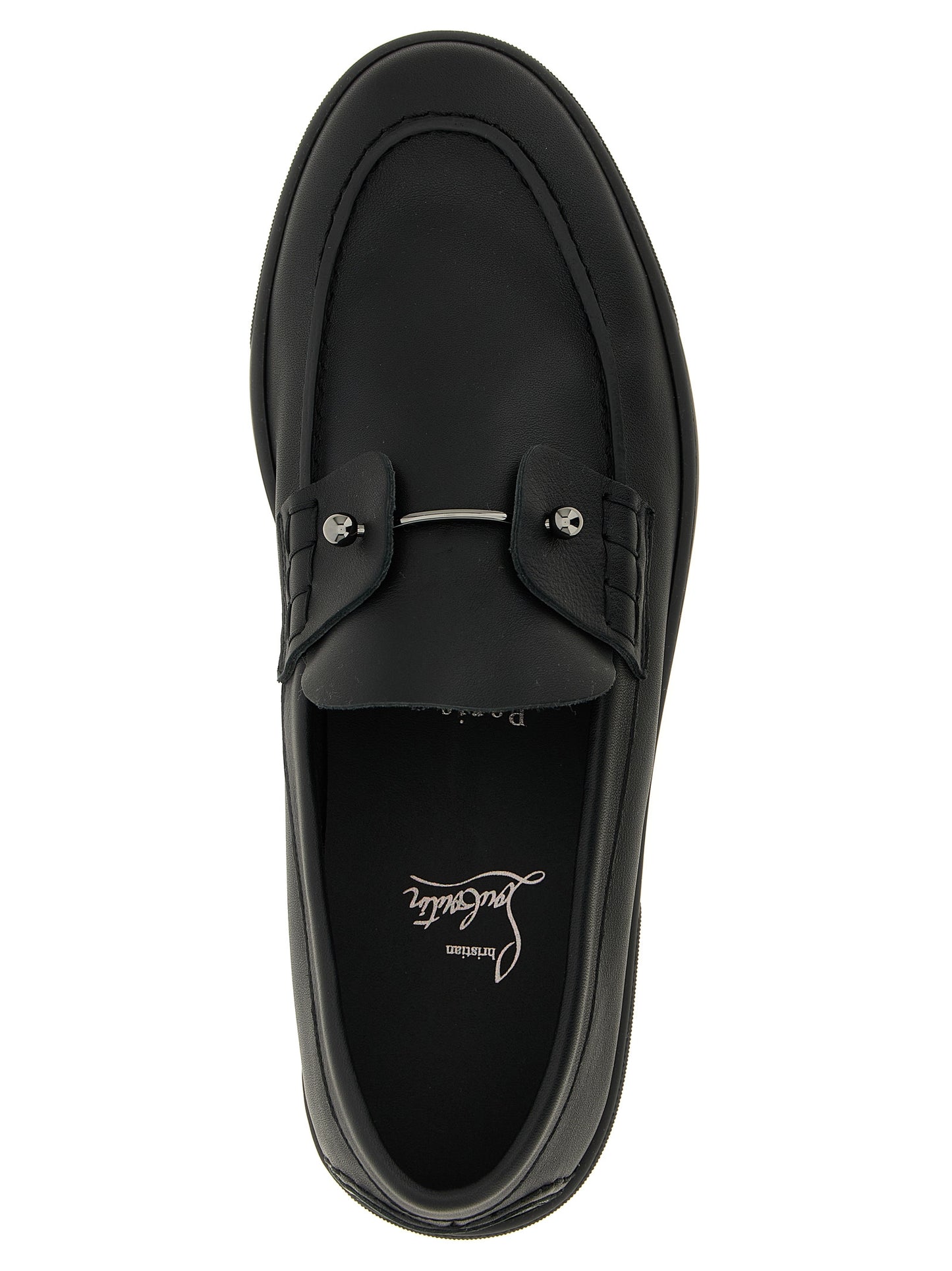 Loafer Slip-On Shoes by Christian Louboutin for men in calfskin leather black features an ergonomic silhouette, perfectly showcasing Men's Calfskin Leather Loafer Slip-On Shoes with its distinct and elegant .