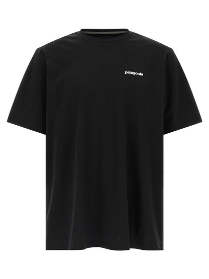 T-Shirt by PATAGONIA for men in cotton polyester black & print showcases a dramatic silhouette, elegantly detailed with a dramatic crew neckline and short-sleeve for a truly dramatic finish.