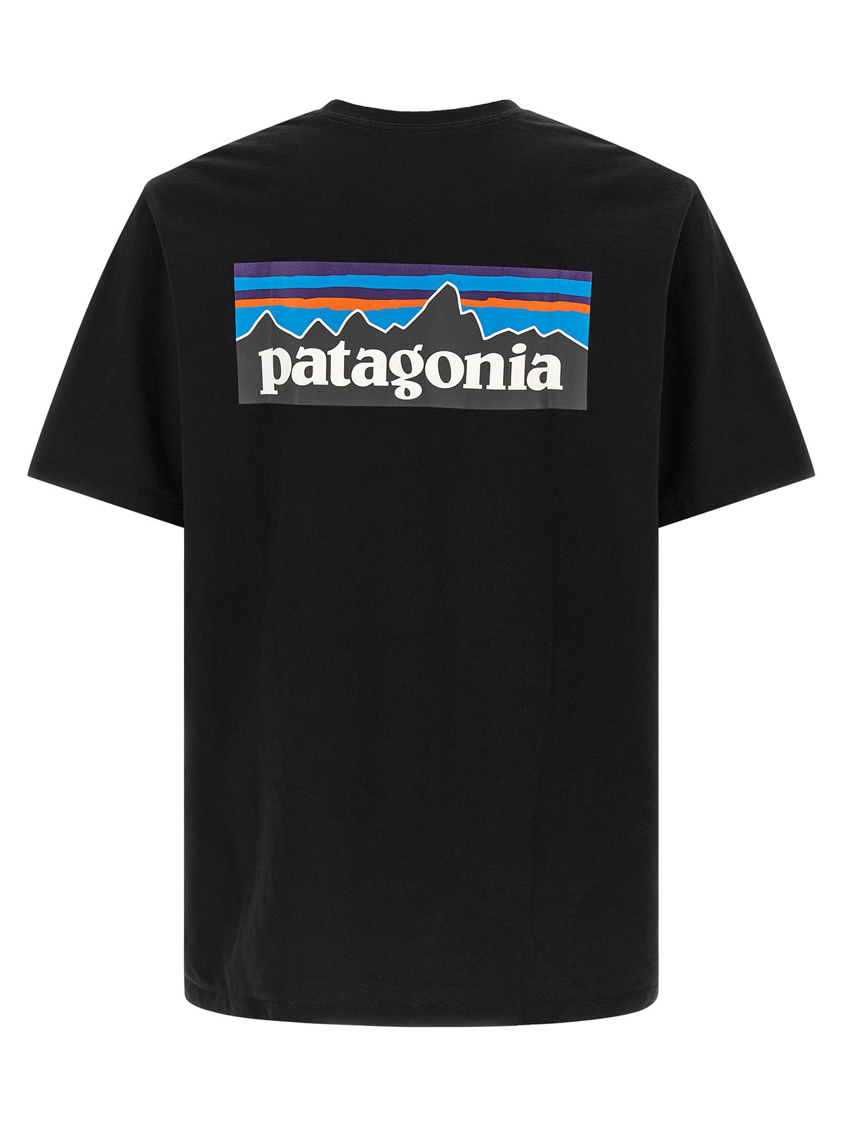T-Shirt by PATAGONIA for men in cotton polyester black & print features a plush silhouette, showcasing a sophisticated crew neckline and for a truly plush finish.