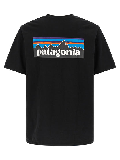 T-Shirt by PATAGONIA for men in cotton polyester black & print features a plush silhouette, showcasing a sophisticated crew neckline and for a truly plush finish.