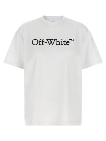 T-Shirt by Off-White for women in cotton black & white showcases a fashionable silhouette, elegantly detailed with a fashionable and crew neckline for a sophisticated, high-fashion look.