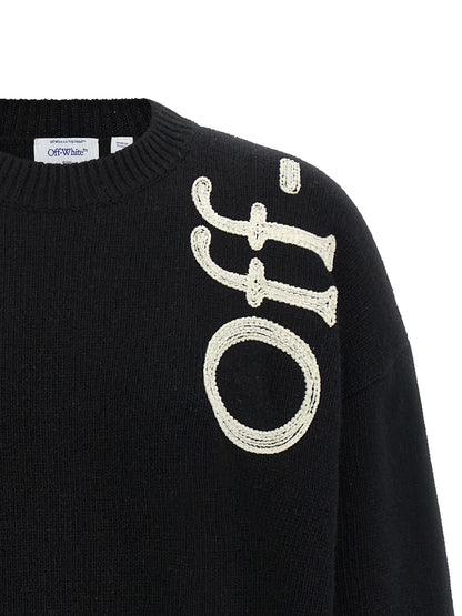 Cardigan by Off-White for women in polyamide wool bicolour, black & white features a dramatic silhouette, showcasing a sophisticated crew neckline and dramatic detail for a timeless, premium look.