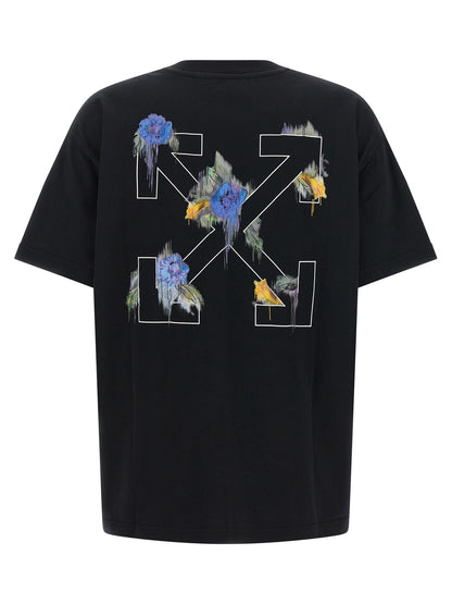 Activewear T-Shirt by Off-White for women in cotton canvas black, white, floral & print features a sporty silhouette with and , showcasing innovative for a sporty finish.