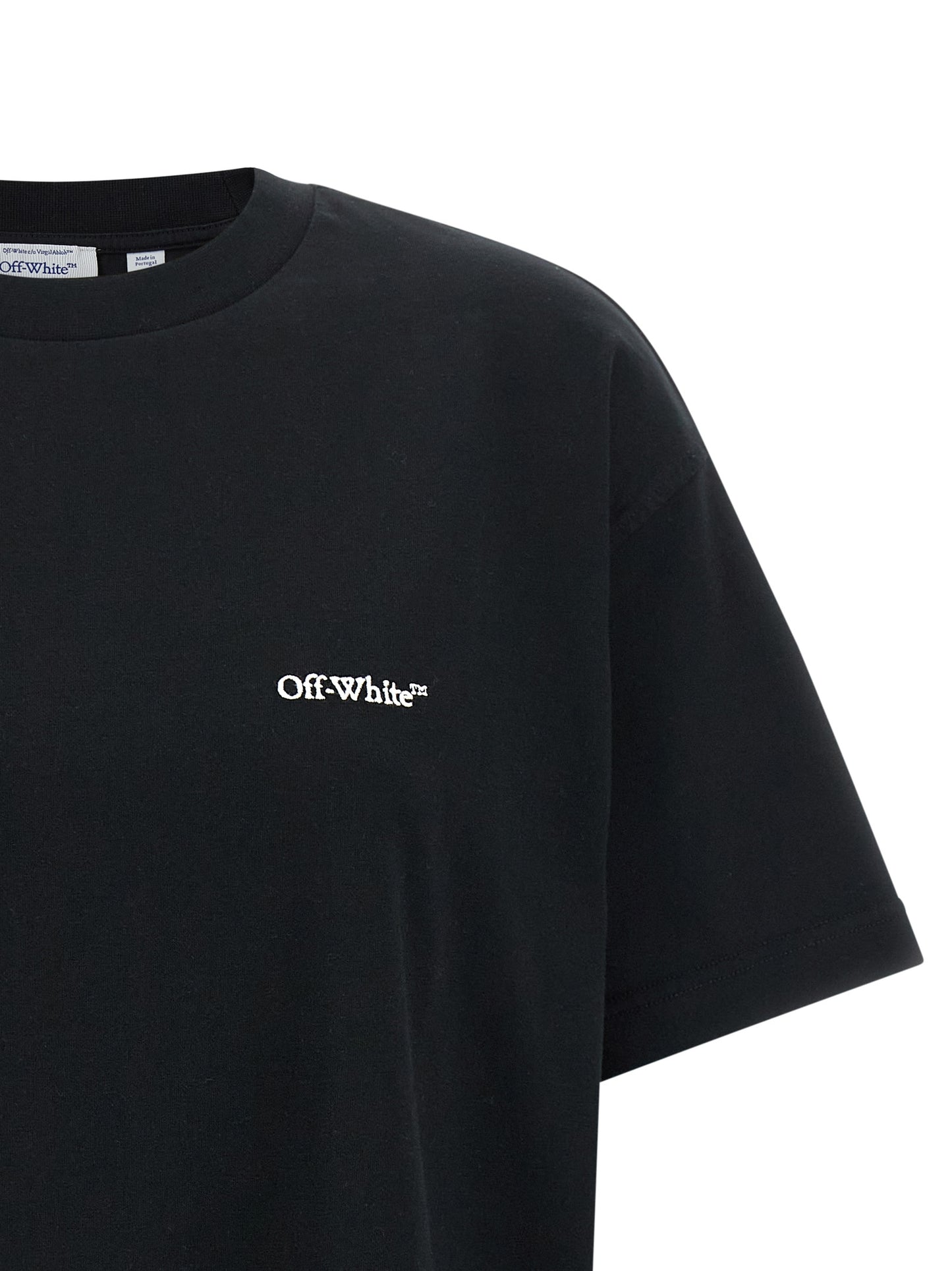 Activewear T-Shirt by Off-White for women in cotton canvas black, white, floral & print features a versatile silhouette, showcasing a versatile and detailed with high-performance for a premium look.